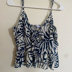 Patrons of Peace Navy and Cream Leaf Camisole Size L
